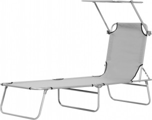 Zahradní skládací lehátko se stříškou | světle šedé č.1