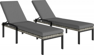 2 polyratanová zahradní lehátka | světle šedá č.1