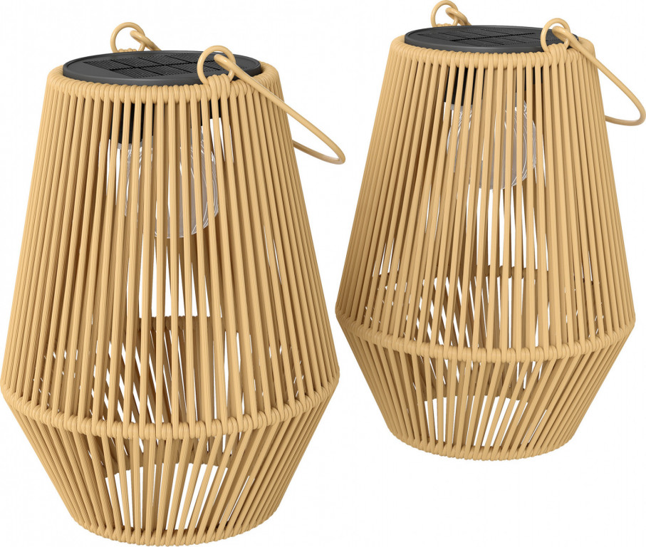2 ratanové solární lampy | přírodní