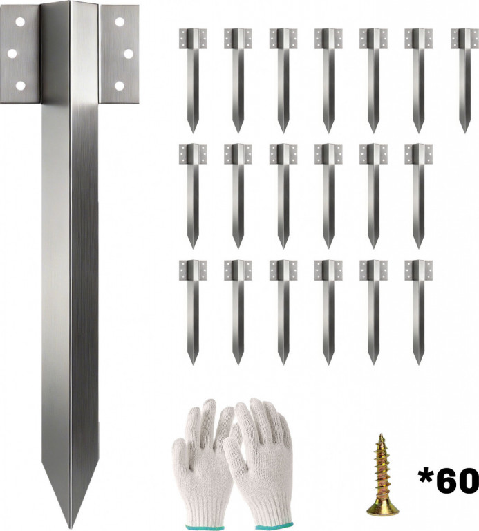 Kovové zahradní kůly pro vyvýšené záhony | stříbrné