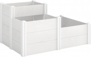 3-patrový stohovatelný zahradní záhon s otevřeným dnem | bílý č.1