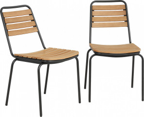 2 zahradní židle z oceli a dřeva | přírodní č.1