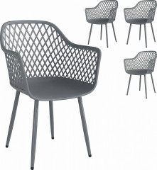 4 plastové zahradní židle | tmavě šedé č.1