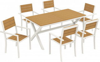 Zahradní nábytek se 6 stohovatelnými židlemi | teak č.1