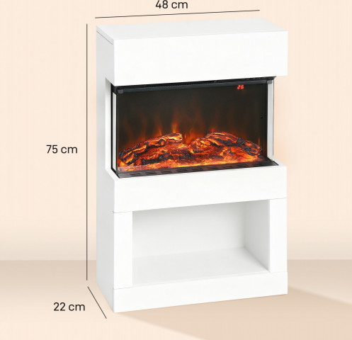Elektrický krb s ohřevem na dálkové ovládání | bílý č.4