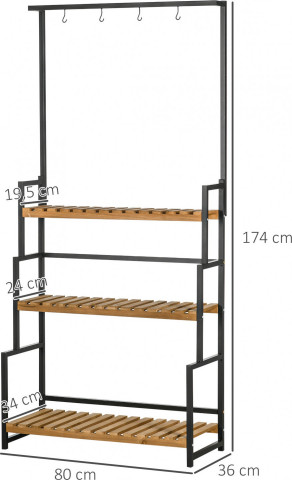 Regál na rostliny 80x36x174 cm | černý + přírodní č.3