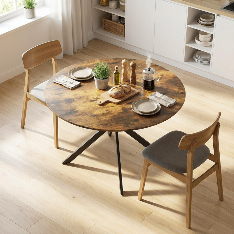 Kulatý jídelní stůl pro 4 osoby, Ø120 cm | hnědý