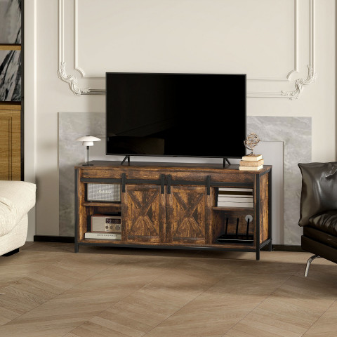 Rustikální TV stolek 120 x 40 x 54 cm | hnědý č.2