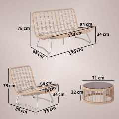 4-dílný polyratanový nábytek | hnědý č.2