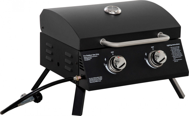 Mobilní plynový gril BBQ se 2 hořáky | černý č.3