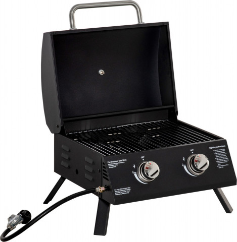 Mobilní plynový gril BBQ se 2 hořáky | černý č.5