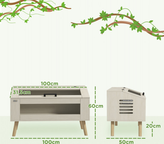 Terárium pro plazy, 140 litrů, 100 x 50 x 60 cm | dub č.2