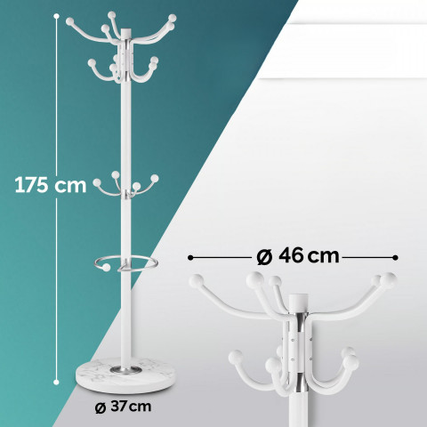 Věšák na oblečení bílý s mramorovou základnou 173 cm č.2