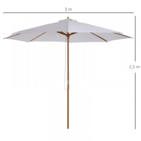 Zahradní dřevěný slunečník 300 cm | bílý č.3