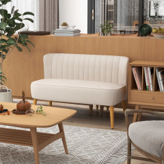 2místný gauč se sametovým vzhledem 117 x 56,5 x 77 cm | krémově bílý č.1