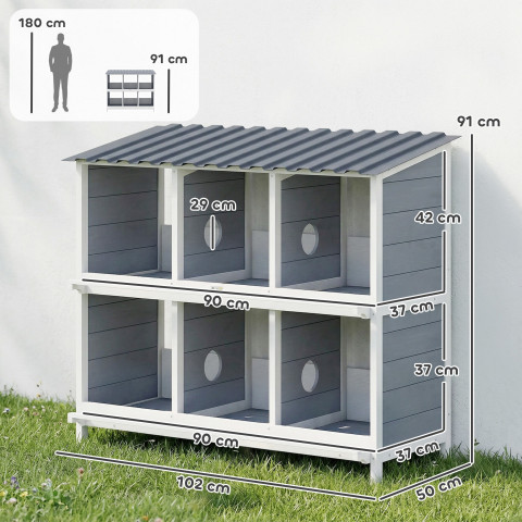 Dřevěné hnízdní boxy pro drůbež 102 x 50 x 91 cm | šedé č.3