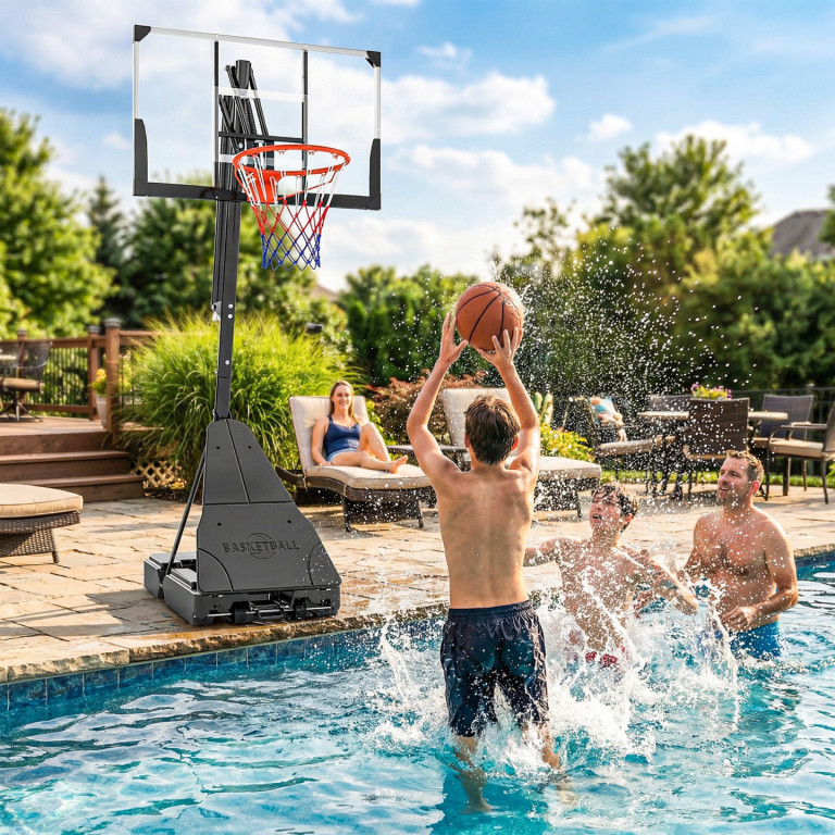 Venkovní basketbalový koš 245-305 cm | černý