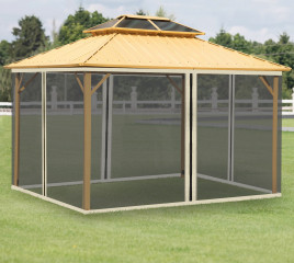 Moskytiéry pro altán 3 x 4 m, 4 boční stěny | černé + béžové č.1