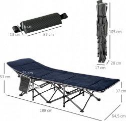 Kempingové skládací lůžko do 150 kg | modré + šedé č.2