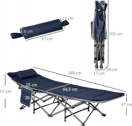 Kempingové skládací lůžko do 150 kg | tmavě modré č.4
