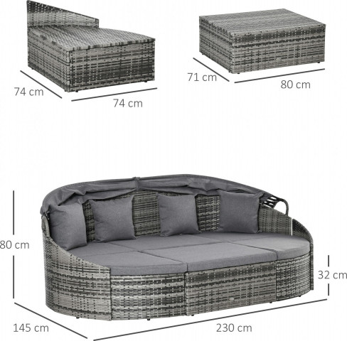 Luxusní ratanový sluneční ostrůvek se stříškou 230 x 145 x 80 cm č.2