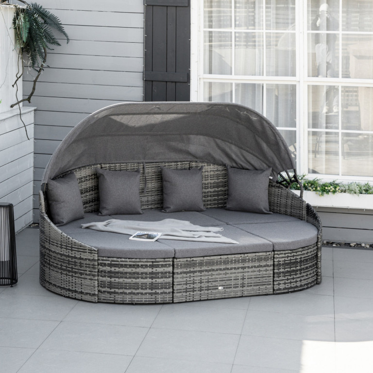 Luxusní ratanový sluneční ostrůvek se stříškou 230 x 145 x 80 cm