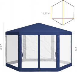 Šestihranný párty stan 3 x 4 m | modrý č.3