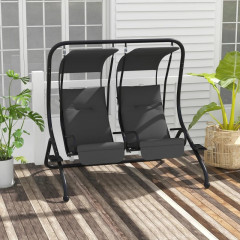 Zahradní houpačka se stříškou pro 2 osoby 170 x 136 x 170 cm | šedá č.1