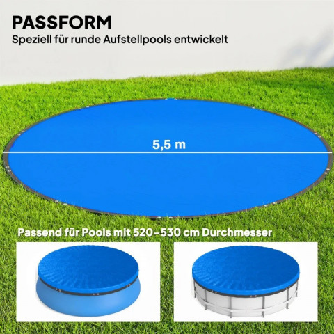 Krycí plachta na bazén kulatá Ø 550 cm | modrá č.4
