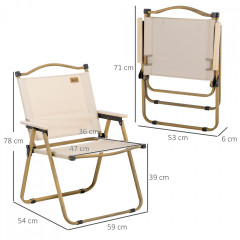 Skládací kempinková židle, 2 kusy, 54 x 59 x 78 cm | khaki č.3