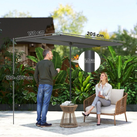 Otočný slunečník 150 x 205 x 120-215 cm | tmavě šedý č.3