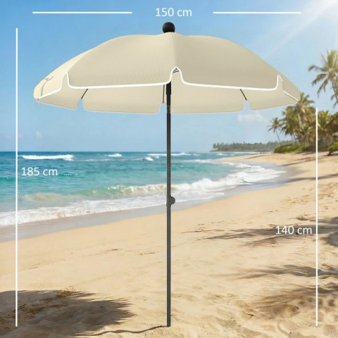 Plážový slunečník s kotvou průměr 150 cm | béžový č.4
