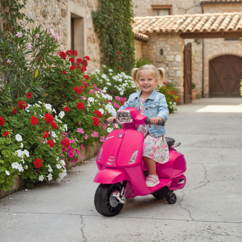Elektrická dětská motorka 6V s oficiální licencí Vespa | růžová č.4