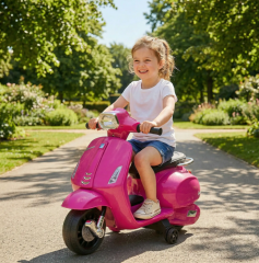 Elektrická dětská motorka 6V s oficiální licencí Vespa | růžová č.1