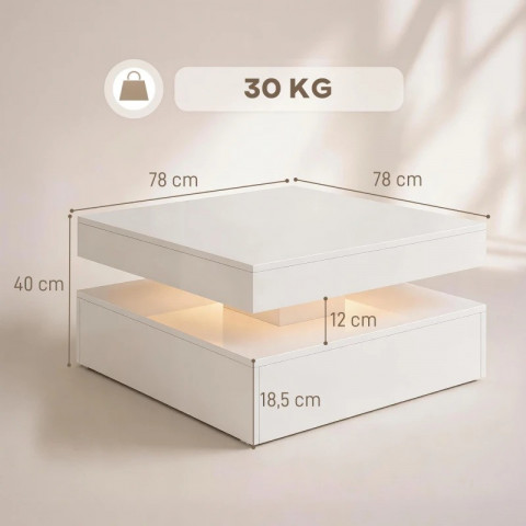 Konferenční stolek s RGB LED osvětlením | bílý č.3