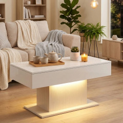 Moderní konferenční stolek s LED osvětlením | bílý č.1