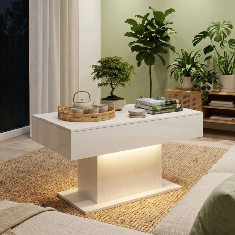 Moderní konferenční stolek s LED osvětlením | bílý č.5