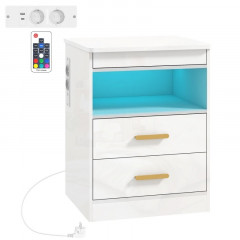 Moderní noční stolek s RGB LED osvětlením | bílý č.2