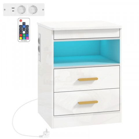 Moderní noční stolek s RGB LED osvětlením | bílý č.2