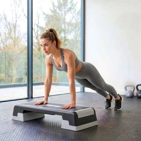 Výškově nastavitelný fitness aerobní stepper | šedý + černý č.4
