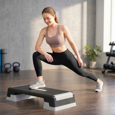 Výškově nastavitelný fitness aerobní stepper | šedý + černý č.5