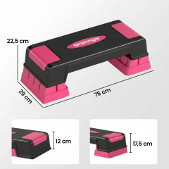 Výškově nastavitelný fitness aerobic stepper | černý + růžový č.3