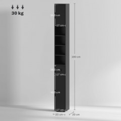 Vysoká koupelnová skříňka 20 x 20 x 180 cm | černá č.3