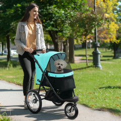 Skládací kočárek pro psy do 10 kg | tyrkysový č.1
