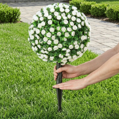 2 umělé růže 55 cm | bílé č.4