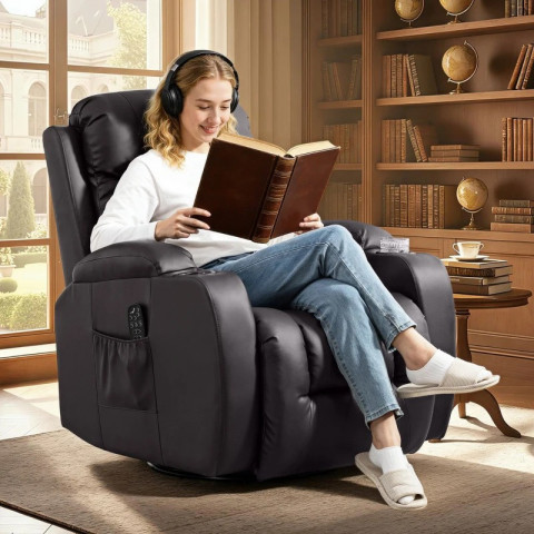 Relaxační a masážní křeslo s funkcí polohování | tmavě hnědé č.3