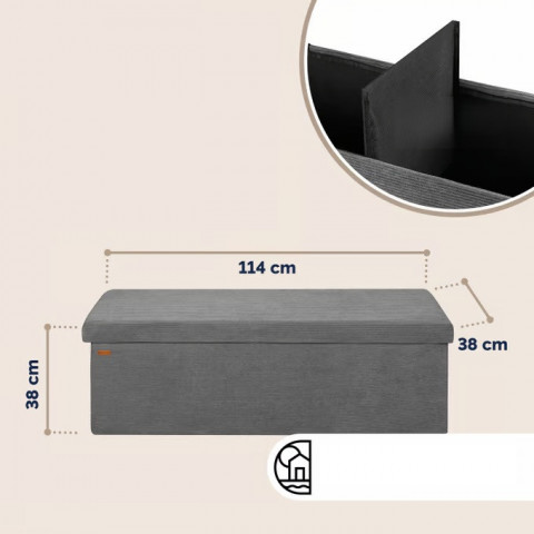 Úložná lavice v manšestrovém stylu 114x38x38cm | antracit č.4