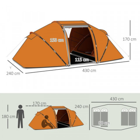 Tunelový stan pro 4-6 osob | oranžový č.2