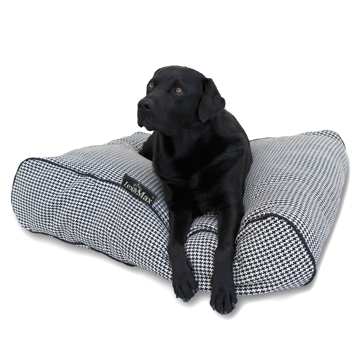 Lex & Max Luxusní potah na pelíšek pro psa Lex & Max Amalia 120 x 80 cm | béžovo-černý