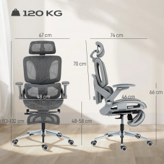Ergonomická kancelářská židle s vysokým síťovaným opěradlem | šedá č.3